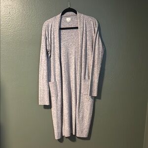 Gray Open Front Cardigan Sweater